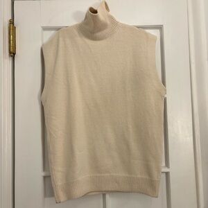 Cream Turtleneck Sweater Vest